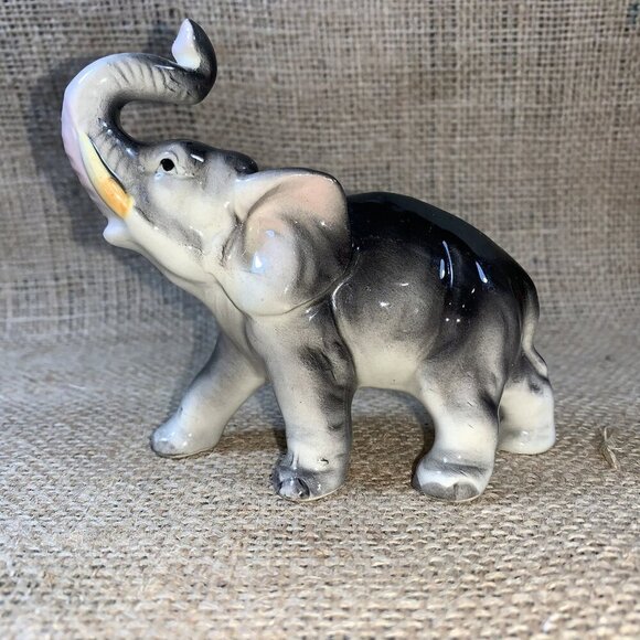 Vintage Porcelain 4" Elephant Figurine Made In Japan 4" tall - Picture 1 of 9